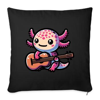 Axolotl jouant de la guitare - Housse de coussin décorative 45 x 45 cm - noir - Devant