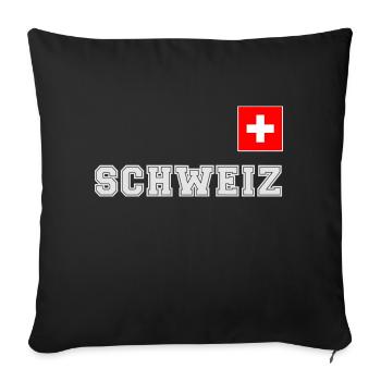 Switzerland jersey look - with flag flag on chest - Sofa pillowcase 17,3'' x 17,3'' (45 x 45 cm) - black - Front
