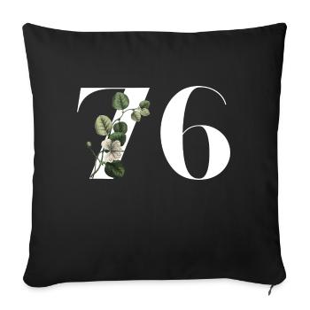 Nummer 76 Blumengrün - 76. Blumengeburtstag - Sofakissenbezug 45 x 45 cm - Schwarz - Vorne