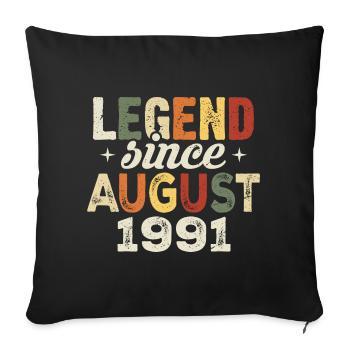Août 1991 Anniversaire Août 1991 - Août 1991 - Housse de coussin décorative 45 x 45 cm - noir - Devant