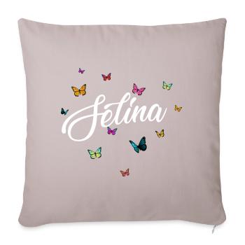 SELINA - Girl Name with Colorful Butterflies - Sofa pillowcase 17,3'' x 17,3'' (45 x 45 cm) - light taupe - Front