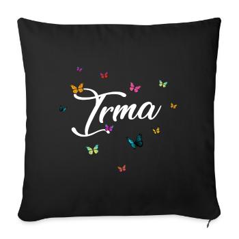 IRMA - Mädchen Name mit bunten Schmetterlingen - Sofakissenbezug 45 x 45 cm - Schwarz - Vorne