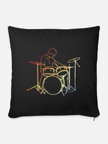 Schlagzeuger Vintage Look - Sofakissenbezug 45 x 45 cm - Schwarz