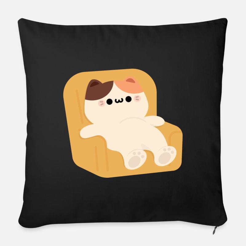 Chat Tortie fatigué - Housse de coussin décorative 45 x 45 cm - noir