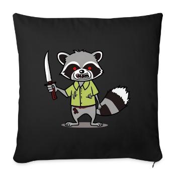 Cadeau d’Halloween Zombie Raton laveur - Housse de coussin décorative 45 x 45 cm - noir - Devant
