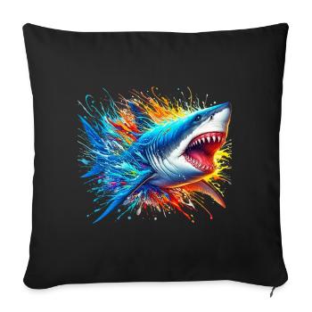 Requin - Housse de coussin décorative 45 x 45 cm - noir - Devant