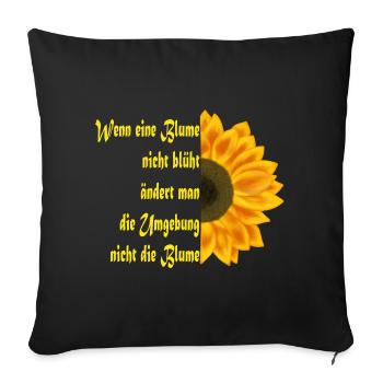 Le tournesol rencontre l’art du texte - Housse de coussin décorative 45 x 45 cm - noir - Devant