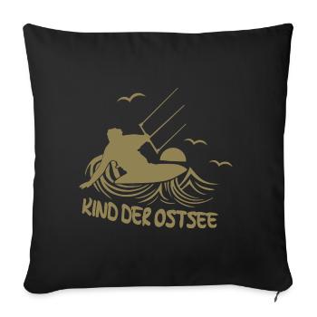 Kitesurfer Kind Ostsee Kiten Silhouette Meer - Sofakissenbezug 45 x 45 cm - Schwarz - Vorne