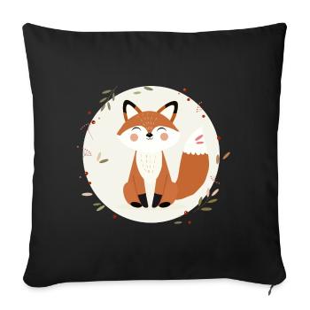 Smiling Fox – Playful Nature Illustration - Sofa pillowcase 17,3'' x 17,3'' (45 x 45 cm) - black - Front
