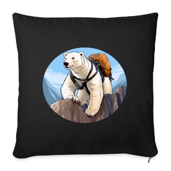 Polar Bear Hiking / Mountaineer Polar Bear - Sofa pillowcase 17,3'' x 17,3'' (45 x 45 cm) - black - Front