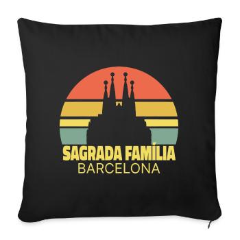 Sagrada Família Barcelona Sunset Silhouette - Sofa pillowcase 17,3'' x 17,3'' (45 x 45 cm) - black - Front