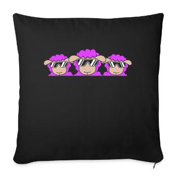 3 DJ Schafe Hinter Zaun Mauer Sonnenbrille Freunde - Sofakissenbezug 45 x 45 cm - Schwarz - Vorne