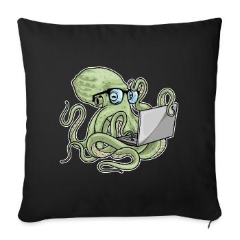 Octopus Laptop - Sofa pillowcase 17,3'' x 17,3'' (45 x 45 cm) - black - Front