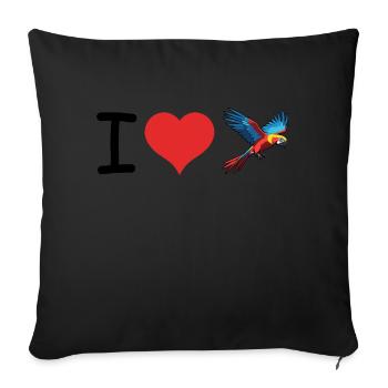 I love Parrot Bird Quote - Pet Design - Sofa pillowcase 17,3'' x 17,3'' (45 x 45 cm) - black - Front