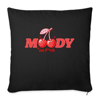 Moody as fuck with cherries – font in red - Sofa pillowcase 17,3'' x 17,3'' (45 x 45 cm) - black - Front