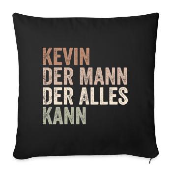 Kevin L’homme qui sait tout Prénom Kevin - Housse de coussin décorative 45 x 45 cm - noir - Devant