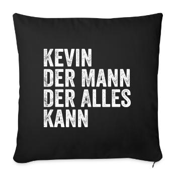 Kevin L’homme qui sait tout Prénom Kevin - Housse de coussin décorative 45 x 45 cm - noir - Devant