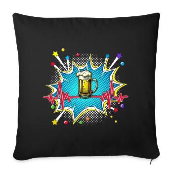 Bier Pop Art Comic Retro Herzschlag - Sofakissenbezug 45 x 45 cm - Schwarz - Vorne