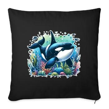 Orque Épaulard - Housse de coussin décorative 45 x 45 cm - noir - Devant