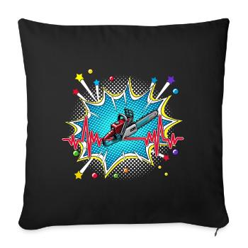 Frisbee Pop Art Comic Retro Herzschlag - Sofakissenbezug 45 x 45 cm - Schwarz - Vorne