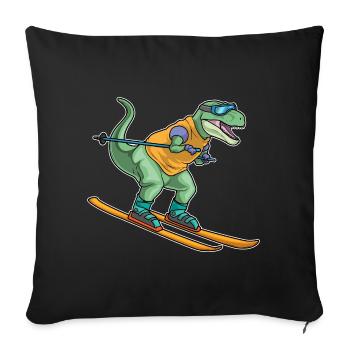 Tyrannosaurus Skier Sports d’hiver - Housse de coussin décorative 45 x 45 cm - noir - Devant