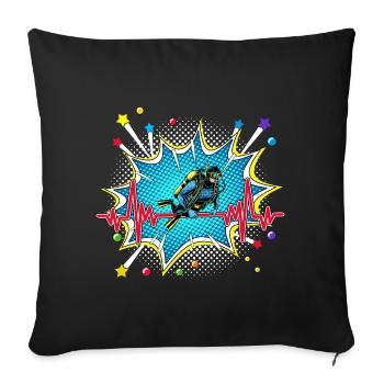 Tennis Pop Art Comic Retro Herzschlag - Sofakissenbezug 45 x 45 cm - Schwarz - Vorne