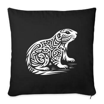 Chien de prairie tribal - Housse de coussin décorative 45 x 45 cm - noir - Devant