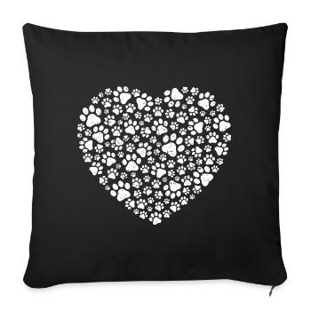 Cœur de Patte de Chien – Amour pour le chien - Housse de coussin décorative 45 x 45 cm - noir - Devant