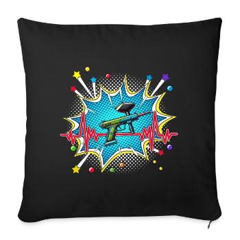 Bowling Pop Art Comic Retro Herzschlag - Sofakissenbezug 45 x 45 cm - Schwarz - Vorne
