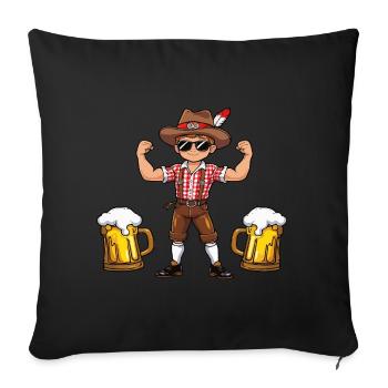 Garçon à Lederhosen Bière JGA Majorque Bavière Alcool - Housse de coussin décorative 45 x 45 cm - noir - Devant