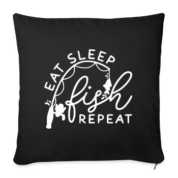 Sleep Fish Répéter la conception - Housse de coussin décorative 45 x 45 cm - noir - Devant