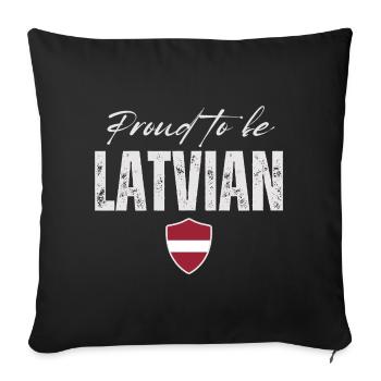 Letton fier, fabriqué en Lettonie - Housse de coussin décorative 45 x 45 cm - noir - Devant
