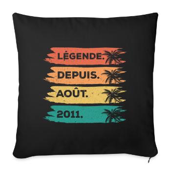 Août 2011 - 14 Ans Anniversaire Cadeau Vintage 201 - Housse de coussin décorative 45 x 45 cm - noir - Devant