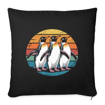 Three penguins at sunset - Sofa pillowcase 17,3'' x 17,3'' (45 x 45 cm) - black - Front