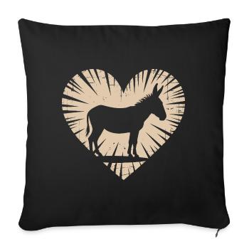 Heart with donkey silhouette - Sofa pillowcase 17,3'' x 17,3'' (45 x 45 cm) - black - Front