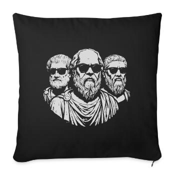 Socrates, Aristotle and Plato with black glasses - Sofa pillowcase 17,3'' x 17,3'' (45 x 45 cm) - black - Front