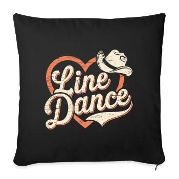 Herz und Cowboy Hut Design Linedance - Sofakissenbezug 45 x 45 cm - Schwarz - Vorne