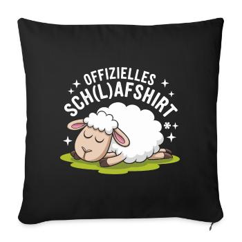 Lustiges Schaf mit Schulshirt Design - Sofakissenbezug 45 x 45 cm - Schwarz - Vorne