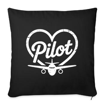 Pilot Airplane Design - Sofa pillowcase 17,3'' x 17,3'' (45 x 45 cm) - black - Front
