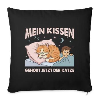 Mein Kissen gehört der Katze - Katzenbesitzer - Sofakissenbezug 45 x 45 cm - Schwarz - Vorne