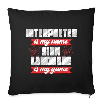 Interprète en langue des signes ASL Langue des signes - Housse de coussin décorative 45 x 45 cm - noir - Devant