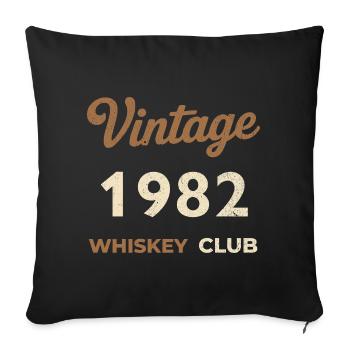 Vintage 1982 – Whiskey Club Retro Geburtsjahr - Sofakissenbezug 45 x 45 cm - Schwarz - Vorne