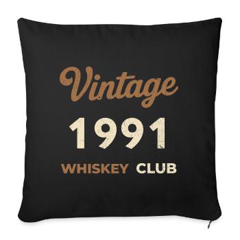Millésime 1991 – Whiskey Club Rétro Année de naissance - Housse de coussin décorative 45 x 45 cm - noir - Devant