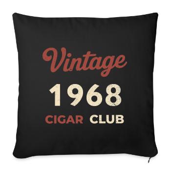 Vintage 1968 Cigar Club Rétro Naissance Année Cadeau - Housse de coussin décorative 45 x 45 cm - noir - Devant