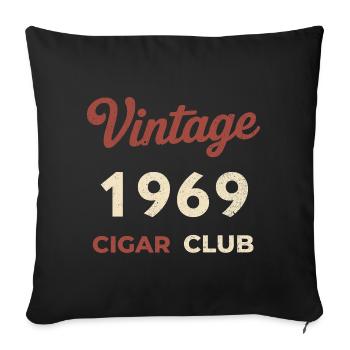 Vintage 1969 Cigar Club Rétro Naissance Année Cadeau - Housse de coussin décorative 45 x 45 cm - noir - Devant