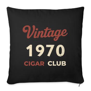 Millésime 1970 Cigar Club Rétro Naissance Année Cadeau - Housse de coussin décorative 45 x 45 cm - noir - Devant