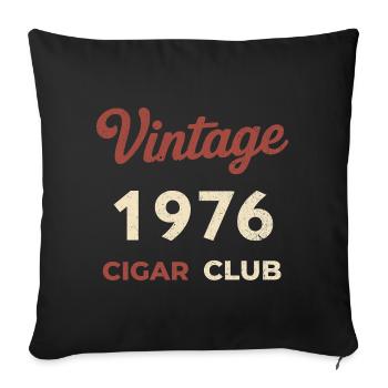 Vintage 1976 Cigar Club Rétro Naissance Année Cadeau - Housse de coussin décorative 45 x 45 cm - noir - Devant