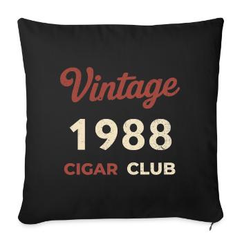 Vintage 1988 Cigar Club Rétro Naissance Année Cadeau - Housse de coussin décorative 45 x 45 cm - noir - Devant