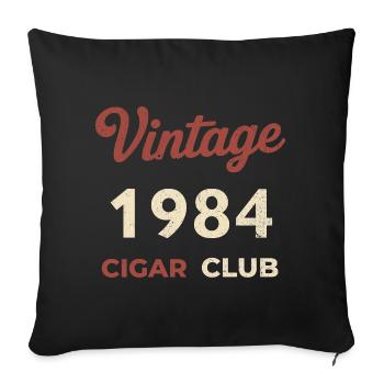 Vintage 1984 Cigar Club Rétro Naissance Année Cadeau - Housse de coussin décorative 45 x 45 cm - noir - Devant