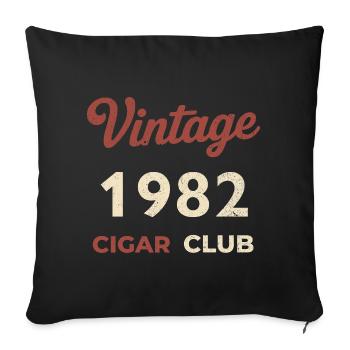 Vintage 1982 Cigar Club Rétro Naissance Année Cadeau - Housse de coussin décorative 45 x 45 cm - noir - Devant